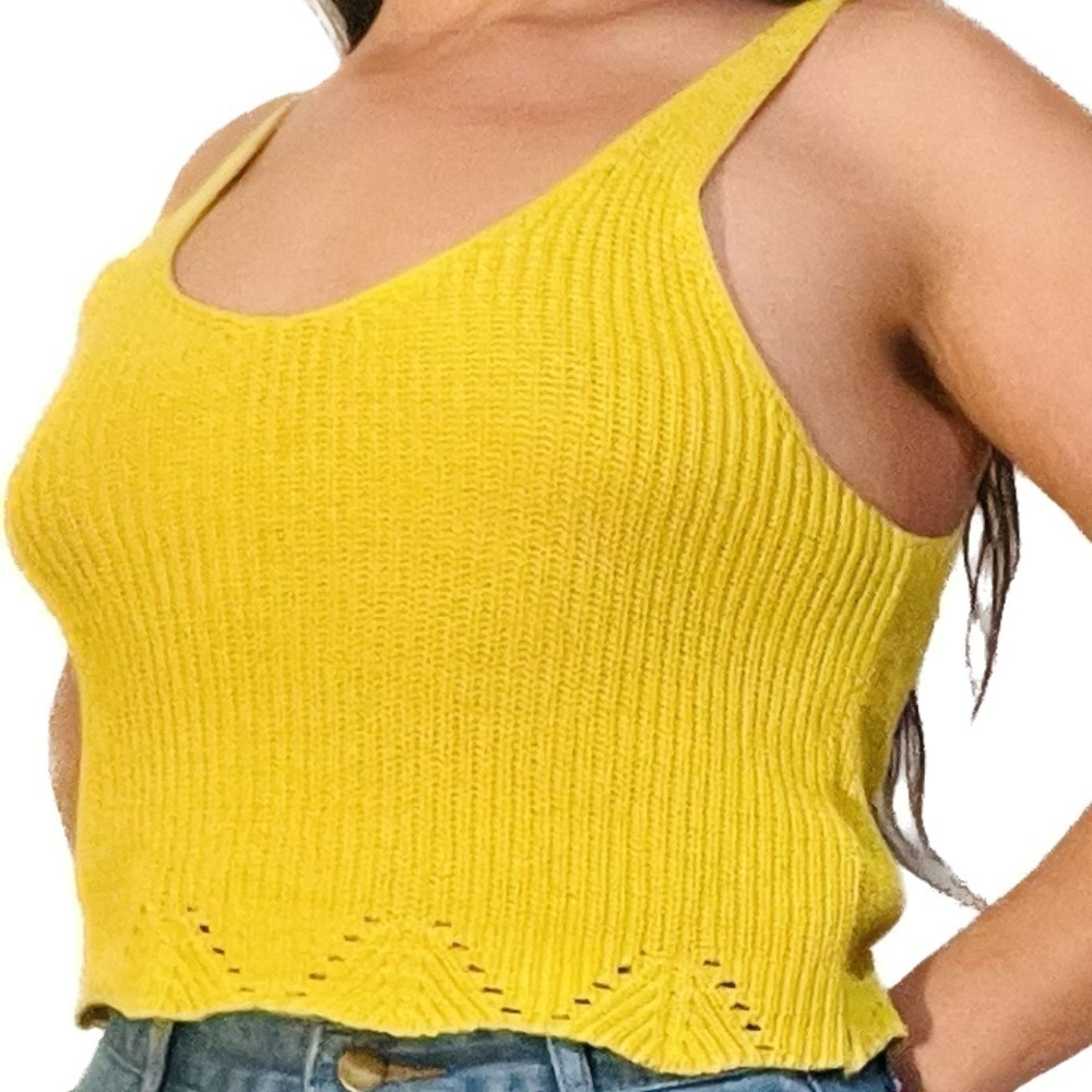 BP - Yellow Knitted Crop Top Tank Size Medium
